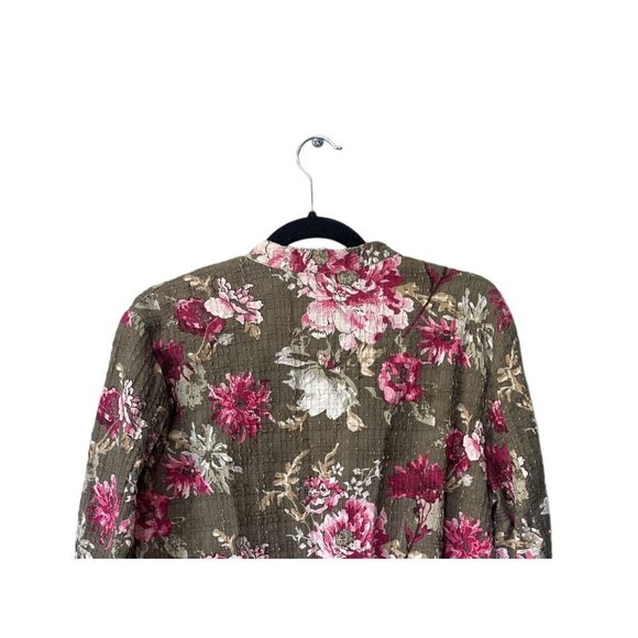 J. Jill Floral Jacket Size L Cotton Spring Lightweight Lagenlook Easter Green - Picture 5 of 8